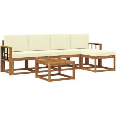 vidaXL Outdoor-Sofagarnitur 6 Stk Natur und Creme Massivholz Akazie 3366298 vidaXL Outdoor-Sofagarnitur 6 Stk Natur und Creme Massivholz Akazie 3366298