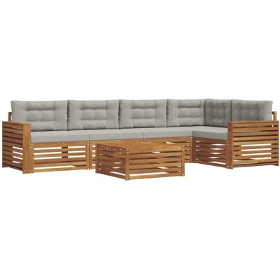 vidaXL Outdoor-Sofagarnitur mit Kissen 6-Tlg Natur und Hellgrau 3373506 vidaXL Outdoor-Sofagarnitur mit Kissen 6-Tlg Natur und Hellgrau 3373506