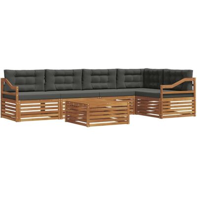 vidaXL Outdoor-Sofagarnitur mit Kissen 6-Tlg Natur und Anthrazit 3373517 vidaXL Outdoor-Sofagarnitur mit Kissen 6-Tlg Natur und Anthrazit 3373517