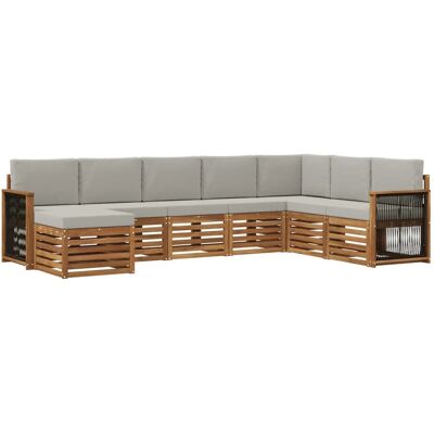 vidaXL Outdoor-Sofagarnitur mit Kissen 6 Stk Natur und Hellgrau 3384712 vidaXL Outdoor-Sofagarnitur mit Kissen 6 Stk Natur und Hellgrau 3384712