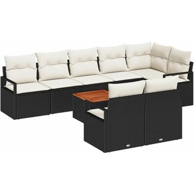 vidaXL Garten-Sofa-Set mit Kissen 9-Tlg Schwarz Poly Rattan 3347719 vidaXL Garten-Sofa-Set mit Kissen 9-Tlg Schwarz Poly Rattan 3347719