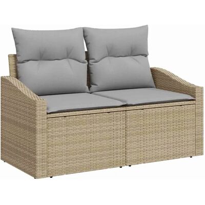 vidaXL Garten-Sofa-Set mit Kissen 7-Tlg Beige Poly Rattan 3347777 vidaXL Garten-Sofa-Set mit Kissen 7-Tlg Beige Poly Rattan 3347777