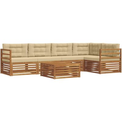 vidaXL Outdoor-Sofagarnitur mit Kissen 6-Tlg Natur und Beige 3373483 vidaXL Outdoor-Sofagarnitur mit Kissen 6-Tlg Natur und Beige 3373483
