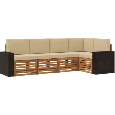 vidaXL Ecksofa Set mit Kissen 5 Stk Natur und Beige Massivholz Akazie 3384364 vidaXL Ecksofa Set mit Kissen 5 Stk Natur und Beige Massivholz Akazie 3384364