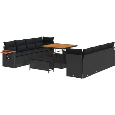 vidaXL Gartensofa-set mit Kissen 11-Tlg Schwarz 3363154 vidaXL Gartensofa-set mit Kissen 11-Tlg Schwarz 3363154