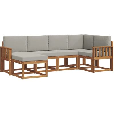 vidaXL Outdoor-Sofagarnitur mit Kissen 6 Stk Natur und Hellgrau 3366634 vidaXL Outdoor-Sofagarnitur mit Kissen 6 Stk Natur und Hellgrau 3366634