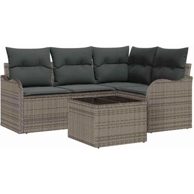vidaXL 4 Teiliges Garten Sofa Set mit Kissen Schwarz Poly Rattan 3354358 vidaXL 4 Teiliges Garten Sofa Set mit Kissen Schwarz Poly Rattan 3354358