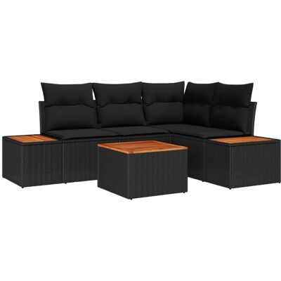 vidaXL Gartensofa-Set mit Kissen mit Speicher 4 Stk Schwarz Polyrattan 3356748 vidaXL Gartensofa-Set mit Kissen mit Speicher 4 Stk Schwarz Polyrattan 3356748