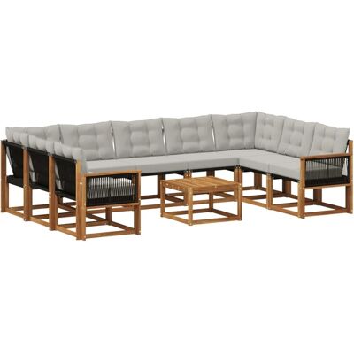 vidaXL Outdoor-Sofagarnitur mit Kissen 10 Stk Natur und Hellgrau 3382223 vidaXL Outdoor-Sofagarnitur mit Kissen 10 Stk Natur und Hellgrau 3382223