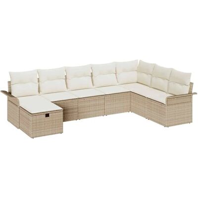 vidaXL Gartensofa-set mit Kissen 8-Tlg Beige und Creme Poly-Rattan 3358930 vidaXL Gartensofa-set mit Kissen 8-Tlg Beige und Creme Poly-Rattan 3358930