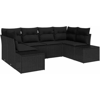 vidaXL Garten-Sofa-Set mit Kissen 6-Tlg Schwarz Poly Rattan 3347203 vidaXL Garten-Sofa-Set mit Kissen 6-Tlg Schwarz Poly Rattan 3347203
