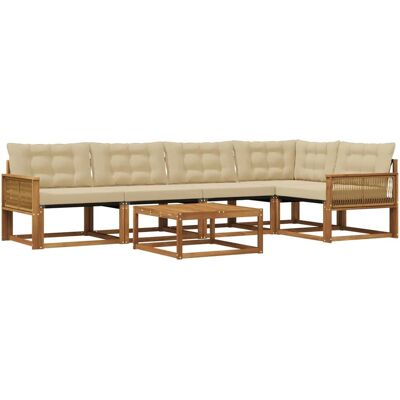 vidaXL Outdoor-Sofagarnitur mit Kissen 6 Stk Natur und Beige 3381445 vidaXL Outdoor-Sofagarnitur mit Kissen 6 Stk Natur und Beige 3381445