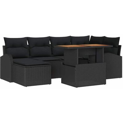 vidaXL Garten-Sofa-Set mit Speicher 7-Tlg Schwarz Poly Rattan 3358347 vidaXL Garten-Sofa-Set mit Speicher 7-Tlg Schwarz Poly Rattan 3358347