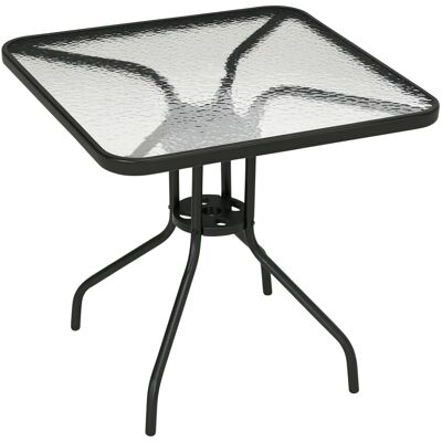 Outsunny Gartentisch Metall Hartglas Schwarz 76L x 76B x 72H cm Outsunny Gartentisch Metall Hartglas Schwarz 76L x 76B x 72H cm