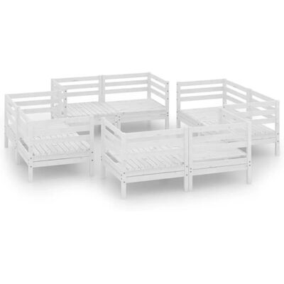 vidaXL Solide Kiefernholz Gartenloungeset 8 Stück Weiß - Gartensitzgruppe vidaXL Solide Kiefernholz Gartenloungeset 8 Stück Weiß - Gartensitzgruppe
