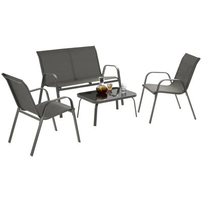 Tectake Sitzgruppe Nora Für 4 Personen Atmungsaktives Wasserabweisendes Textilene Gewebe Anthrazit 70 x 111 x 83 cm Anthrazit Tectake Sitzgruppe Nora Für 4 Personen Atmungsaktives Wasserabweisendes Textilene Gewebe Anthrazit 70 x 111 x 83 cm Anthrazit