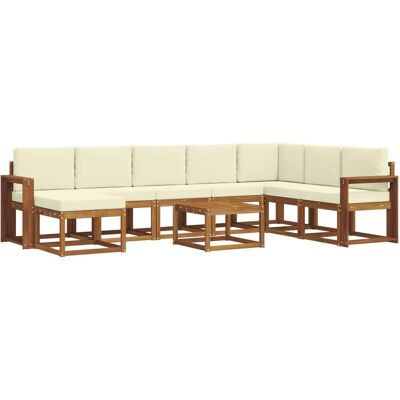 vidaXL Outdoor-Sofagarnitur mit Kissen 9-Tlg Natur und Creme 3366853 vidaXL Outdoor-Sofagarnitur mit Kissen 9-Tlg Natur und Creme 3366853