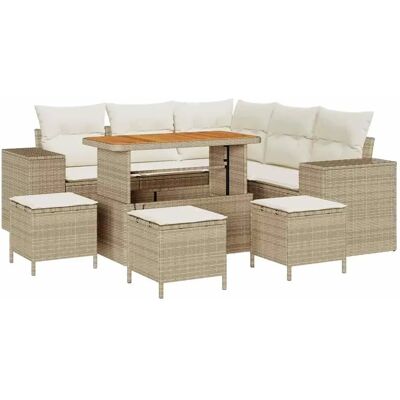 vidaXL Garten-Sofa-Set 9-Tlg Beige Poly Rattan 3362011 vidaXL Garten-Sofa-Set 9-Tlg Beige Poly Rattan 3362011