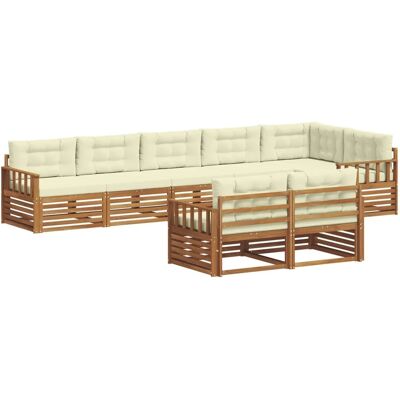 vidaXL Outdoor-Sofagarnitur mit Kissen 8-Tlg Natur und Creme 3373650 vidaXL Outdoor-Sofagarnitur mit Kissen 8-Tlg Natur und Creme 3373650