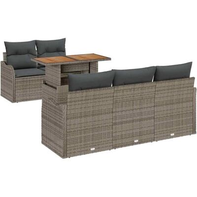 vidaXL 6-Teiliges Garten-Sofa-Set mit Kissen in Grau aus Poly Rattan 3358134 vidaXL 6-Teiliges Garten-Sofa-Set mit Kissen in Grau aus Poly Rattan 3358134