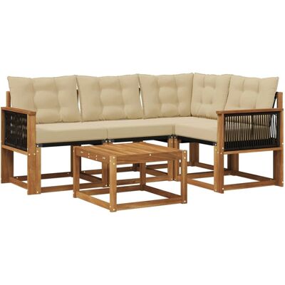 vidaXL Outdoor-Sofagarnitur mit Kissen 5 Stk Natur und Beige 3381937 vidaXL Outdoor-Sofagarnitur mit Kissen 5 Stk Natur und Beige 3381937