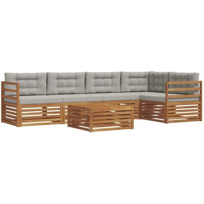 vidaXL Outdoor-Sofagarnitur mit Kissen 6-Tlg Natur und Hellgrau 3373481 vidaXL Outdoor-Sofagarnitur mit Kissen 6-Tlg Natur und Hellgrau 3373481