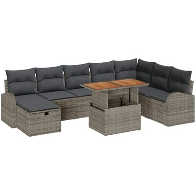 vidaXL Garten-Sofa-Set Höhenverstellbar 9-Tlg Grau Poly Rattan 3361314 vidaXL Garten-Sofa-Set Höhenverstellbar 9-Tlg Grau Poly Rattan 3361314