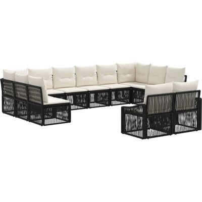 vidaXL Gartensofa-Set 12-Tlg Schwarz Poly-Rattan 3436150 vidaXL Gartensofa-Set 12-Tlg Schwarz Poly-Rattan 3436150