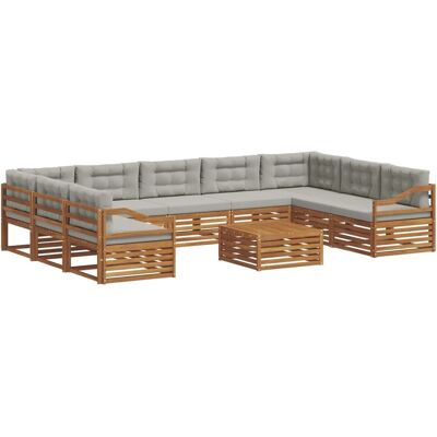 vidaXL Sofagarnituren 10 Tlg Natur und Hellgrau Massivholz Akazie 3374186 vidaXL Sofagarnituren 10 Tlg Natur und Hellgrau Massivholz Akazie 3374186