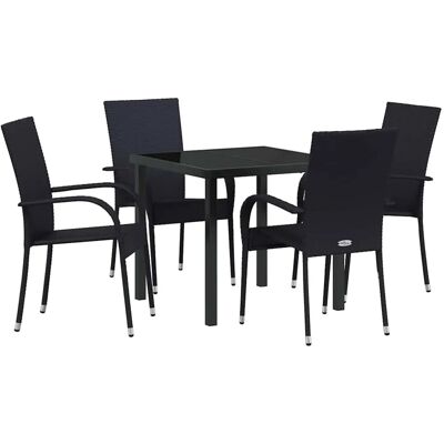 Schwarzes Gartentisch-Set - 4 Stühle & Tisch für Außen Schwarzes Gartentisch-Set - 4 Stühle & Tisch für Außen