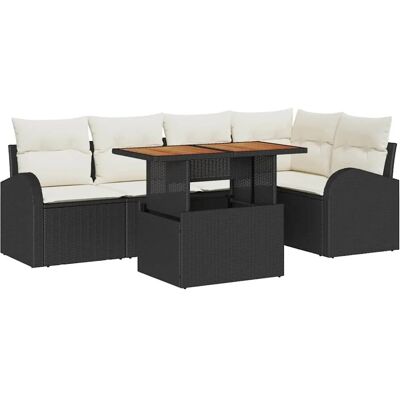 vidaXL Garten-Sofa-Set mit Speicher 6-Tlg Schwarz Poly Rattan 3358322 vidaXL Garten-Sofa-Set mit Speicher 6-Tlg Schwarz Poly Rattan 3358322