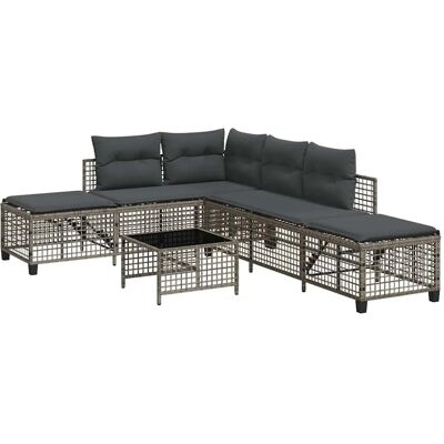 vidaXL Gartensofagarnitur mit Kissen - Grau Poly Rattan vidaXL Gartensofagarnitur mit Kissen - Grau Poly Rattan