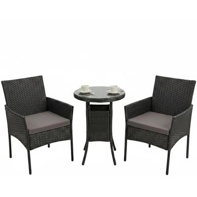 Relaxdays Gartenmöbel Set Polyrattan Schwarz 3-teilig für 2 Personen mit Glasplatte 73 cm x 50 cm Relaxdays Gartenmöbel Set Polyrattan Schwarz 3-teilig für 2 Personen mit Glasplatte 73 cm x 50 cm