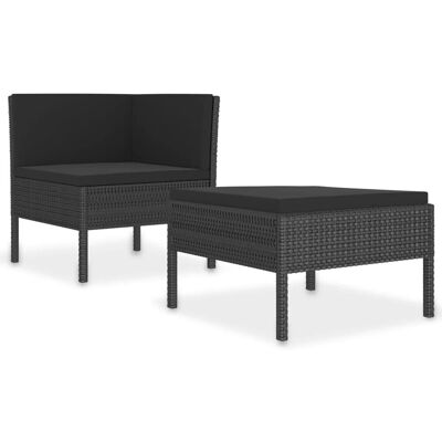 vidaXL 2-tlg Garten-Lounge-Set mit Auflagen Poly Rattan Schwarz Modell 4 vidaXL 2-tlg Garten-Lounge-Set mit Auflagen Poly Rattan Schwarz Modell 4