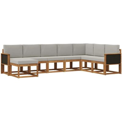 vidaXL Outdoor-Sofagarnitur mit Kissen 8 Stk Natur und Hellgrau 3385442 vidaXL Outdoor-Sofagarnitur mit Kissen 8 Stk Natur und Hellgrau 3385442
