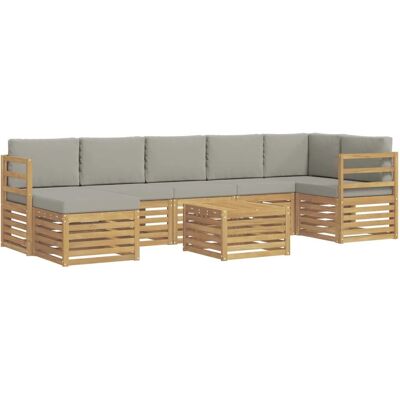 vidaXL Outdoor-Sofagarnitur 8 Stk Weiß und Hellgrau 59 x 59 x 37 cm 3392216 vidaXL Outdoor-Sofagarnitur 8 Stk Weiß und Hellgrau 59 x 59 x 37 cm 3392216