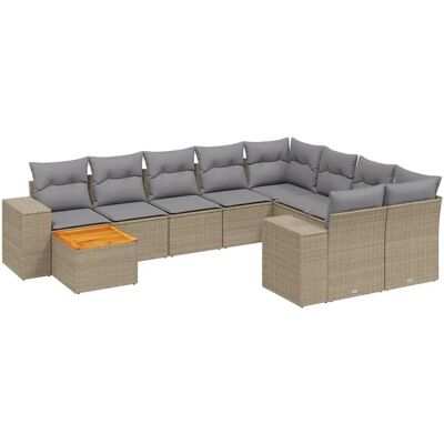 vidaXL 11-Tlg Garten-Sofagarnitur mit Kissen Beige Poly Rattan 3257963 vidaXL 11-Tlg Garten-Sofagarnitur mit Kissen Beige Poly Rattan 3257963