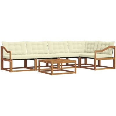 vidaXL Outdoor-Sofagarnitur mit Kissen 6-Tlg Natur und Creme 3369489 vidaXL Outdoor-Sofagarnitur mit Kissen 6-Tlg Natur und Creme 3369489
