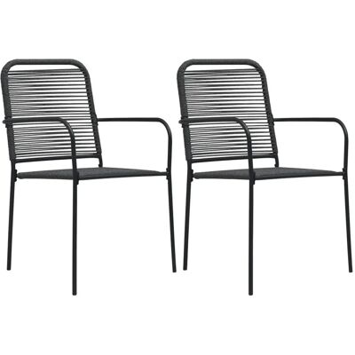 Furnicato Gartenstühle 2 Stk Baumwollseil Und Stahl Schwarz Furnicato Gartenstühle 2 Stk Baumwollseil Und Stahl Schwarz