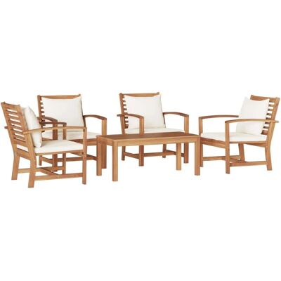vidaXL Gartensofa-Set 5 Stk Natur Massivholz Teak 3356862 vidaXL Gartensofa-Set 5 Stk Natur Massivholz Teak 3356862