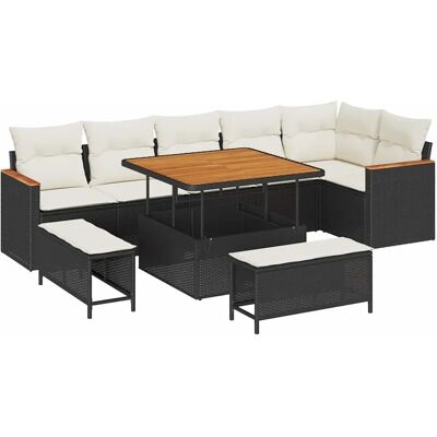 vidaXL Garten-Sofa-Set mit Kissen 9-Tlg Schwarz Poly Rattan 3363055 vidaXL Garten-Sofa-Set mit Kissen 9-Tlg Schwarz Poly Rattan 3363055