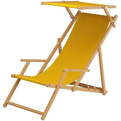 Erst-Holz Heller Buchenholz-Liegestuhl Holzklappstuhl Stofffarbe Gelb 10-300 Sonnendach Erst-Holz Heller Buchenholz-Liegestuhl Holzklappstuhl Stofffarbe Gelb 10-300 Sonnendach