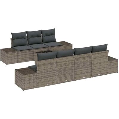 vidaXL Garten-Sofa-Set 8-Tlg Grau Poly Rattan 3346969 vidaXL Garten-Sofa-Set 8-Tlg Grau Poly Rattan 3346969