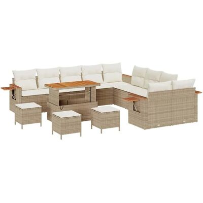 vidaXL Gartensofa-set mit Kissen 18-Tlg Beige und Creme Poly-Rattan 3365191 vidaXL Gartensofa-set mit Kissen 18-Tlg Beige und Creme Poly-Rattan 3365191