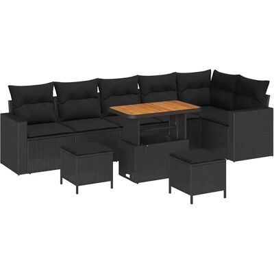 vidaXL Garten-Sofa-Set 9-Tlg Schwarz Poly Rattan 3361634 vidaXL Garten-Sofa-Set 9-Tlg Schwarz Poly Rattan 3361634