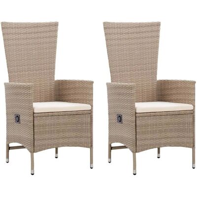 vidaXL Gartenstühle 2 Stk mit Auflagen Poly Rattan Beige 46063 vidaXL Gartenstühle 2 Stk mit Auflagen Poly Rattan Beige 46063