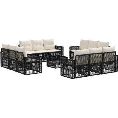 vidaXL Gartensofa-Set 13-Tlg Schwarz und Cremeweiß Poly-Rattan 3435076 vidaXL Gartensofa-Set 13-Tlg Schwarz und Cremeweiß Poly-Rattan 3435076