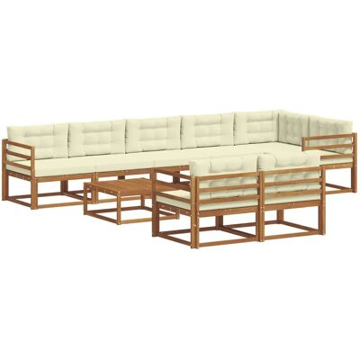 vidaXL Outdoor-Sofagarnitur mit Kissen 9-Tlg Natur und Creme 3367773 vidaXL Outdoor-Sofagarnitur mit Kissen 9-Tlg Natur und Creme 3367773