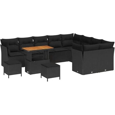 vidaXL Garten-Sofa-Set 12-Tlg Schwarz Poly Rattan 3361524 vidaXL Garten-Sofa-Set 12-Tlg Schwarz Poly Rattan 3361524