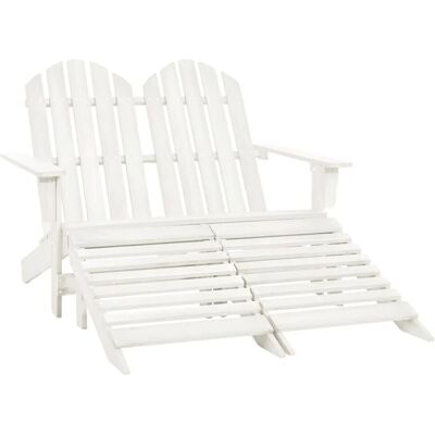 vidaXL Kiefernholz 2-Sitzer Garten Adirondack Stuhl & Hocker - Weiß - Gartenmöbel vidaXL Kiefernholz 2-Sitzer Garten Adirondack Stuhl & Hocker - Weiß - Gartenmöbel